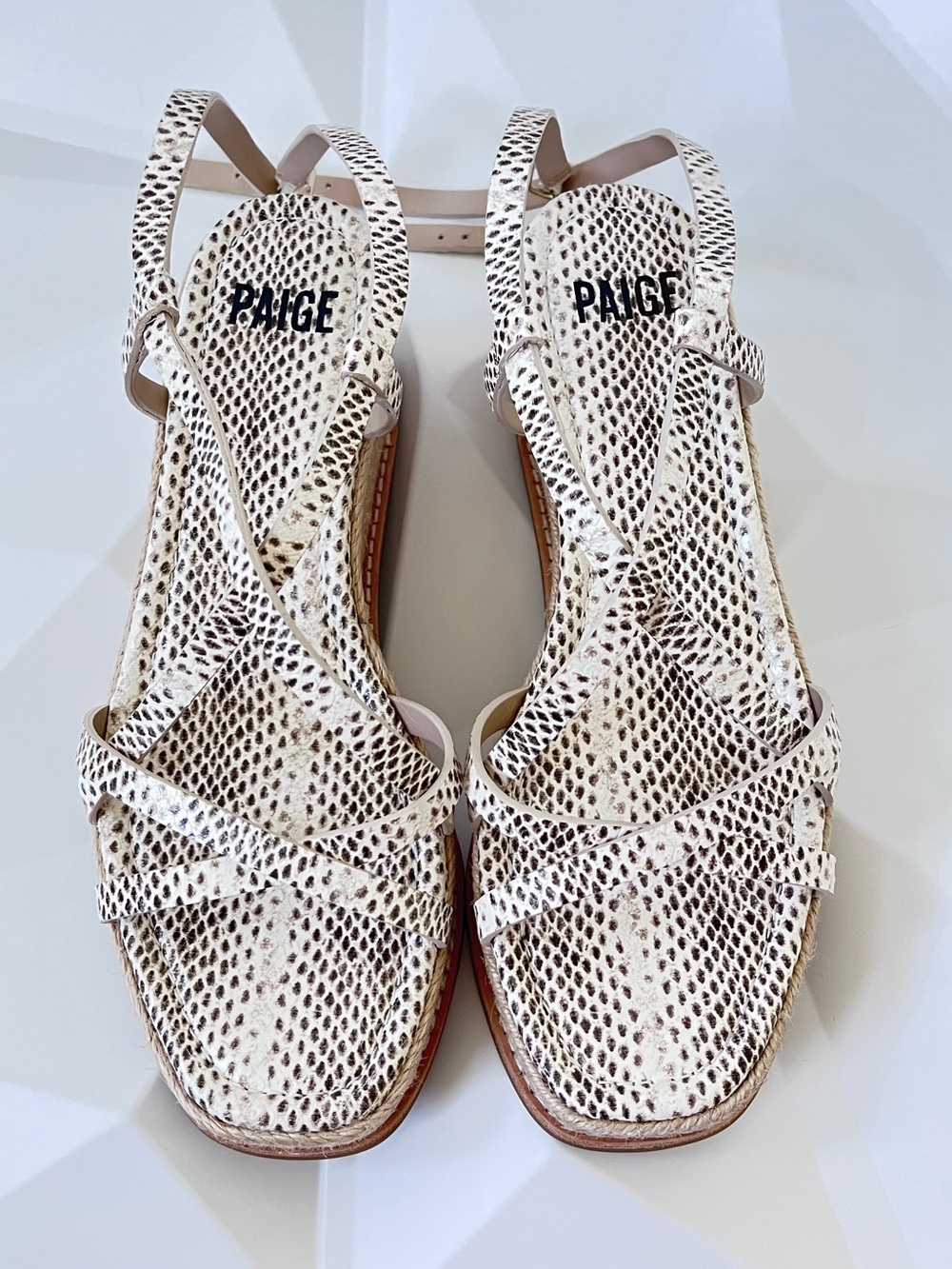 PAIGE Julian Wedge Natural Multi Leather Snake Printed 
Gladiator-Inspired Sz:7 - Picture 11 of 16